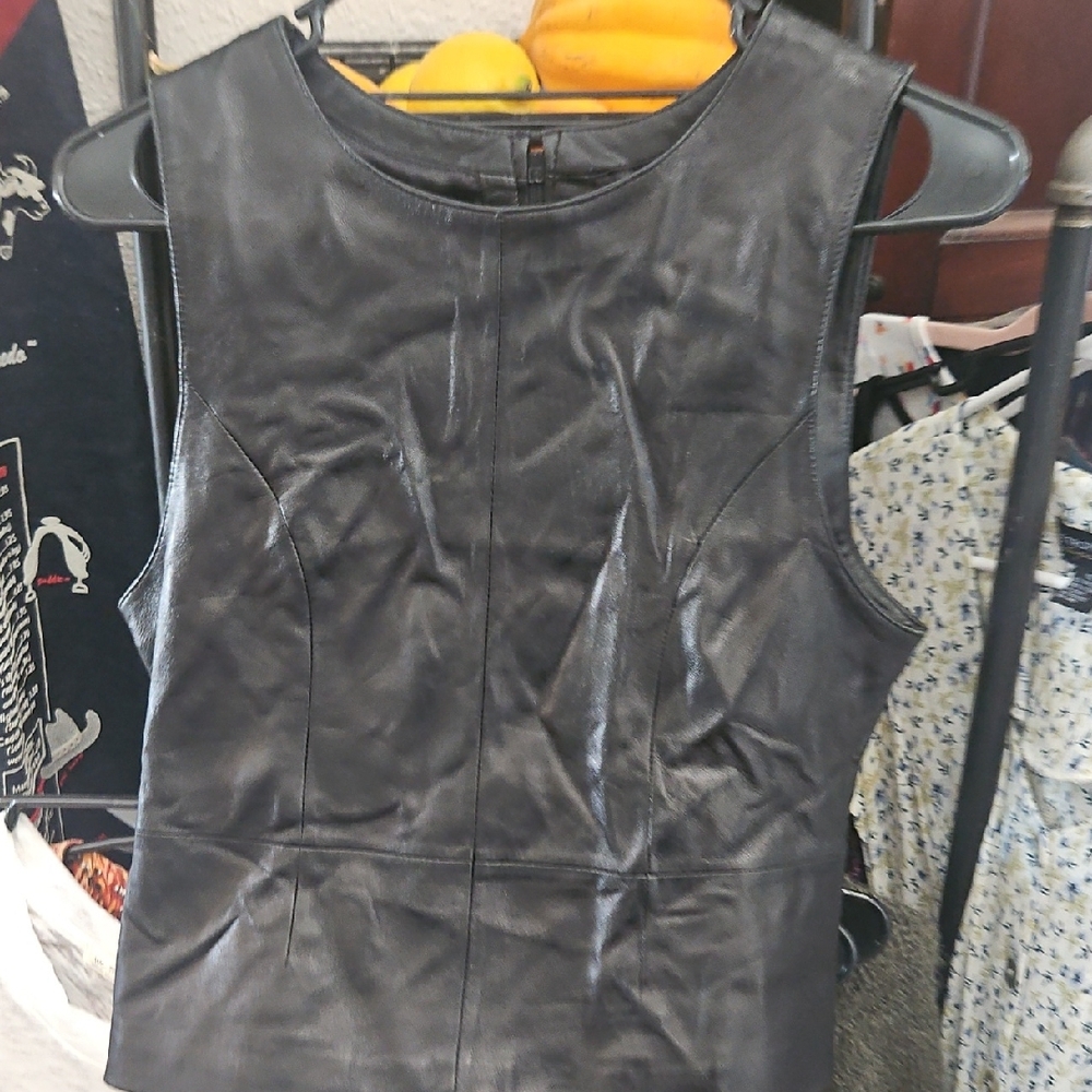 Pelle Studio Black Leather Tank Top